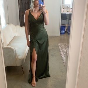 Unaltered David’s Bridal Martini Olive Galina Signature Bridesmaid Dress